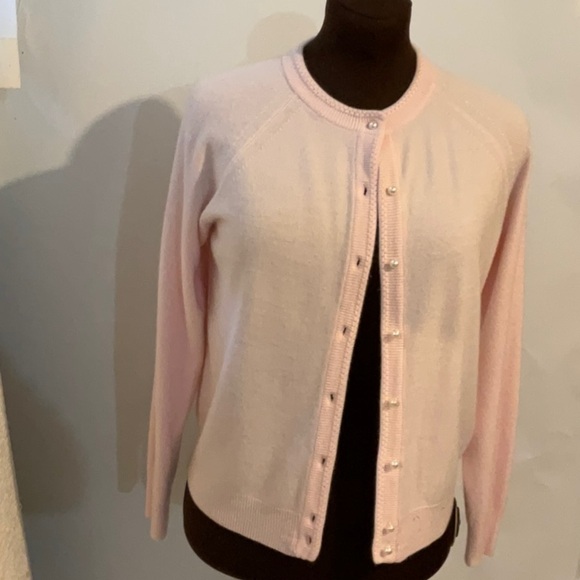 Vintage Goodclothes Petite Cardigan Sweater Baby Pink Size PM Round Neck Button - Picture 3 of 7